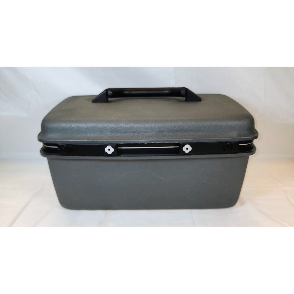 Vintage Samsonite Advantage SSL Train Case Gray Cosmetic Case W/ Pouch No Key